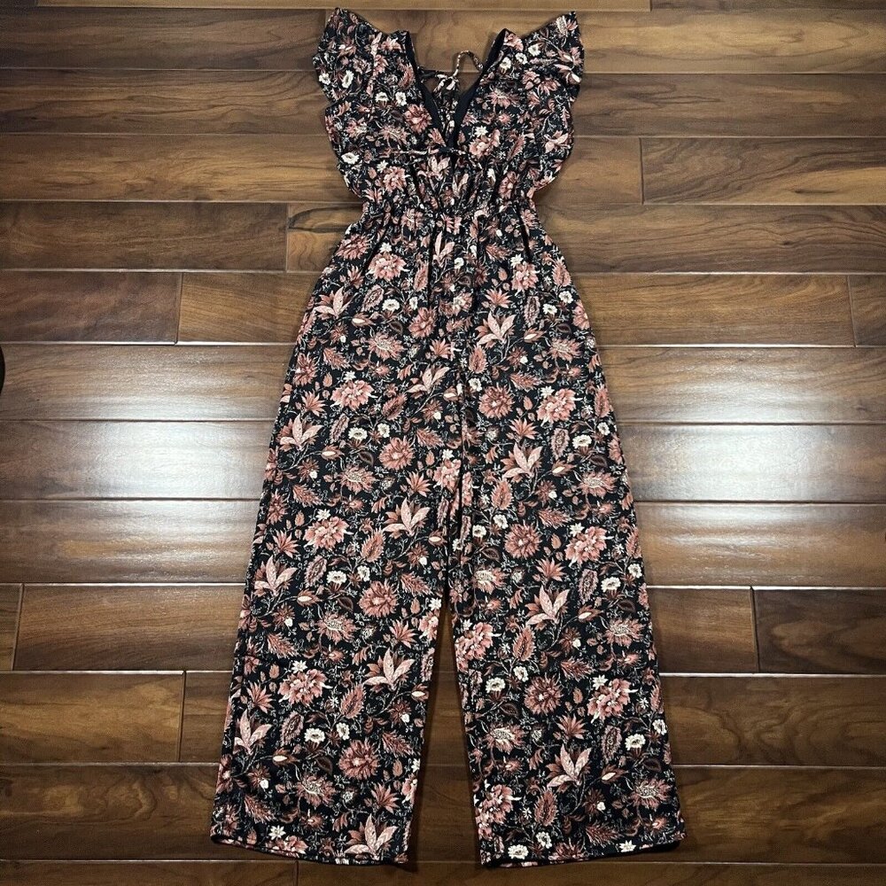 Madewell Women's Size XS Pampas Blooms Deep V Ruffled Jumpsuit NI666